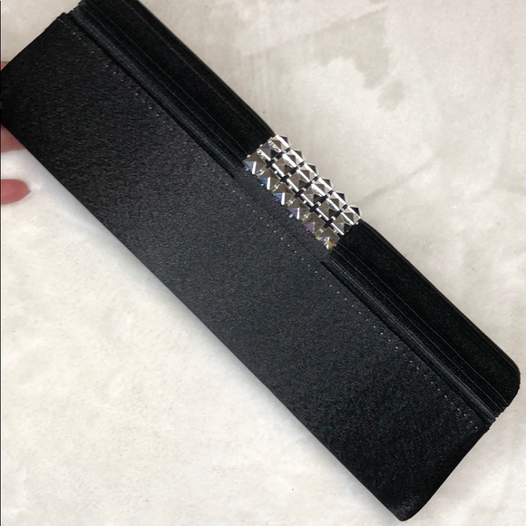 Clutch black with stub wraps around satin fashion - Picture 3 of 8